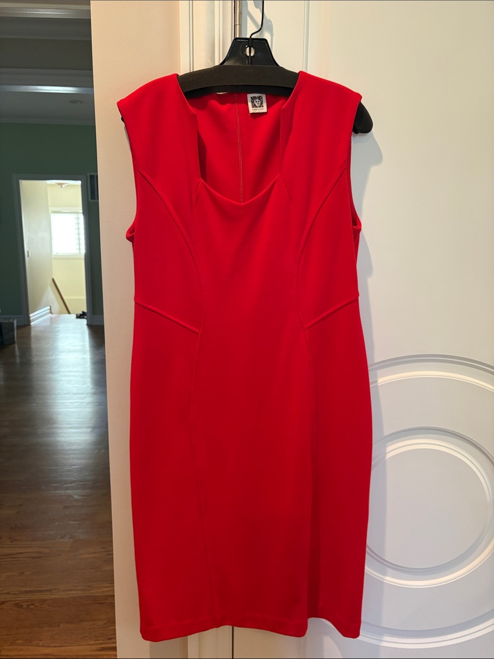 Anne Klein Red Sleeveless Sheath Midi Dress